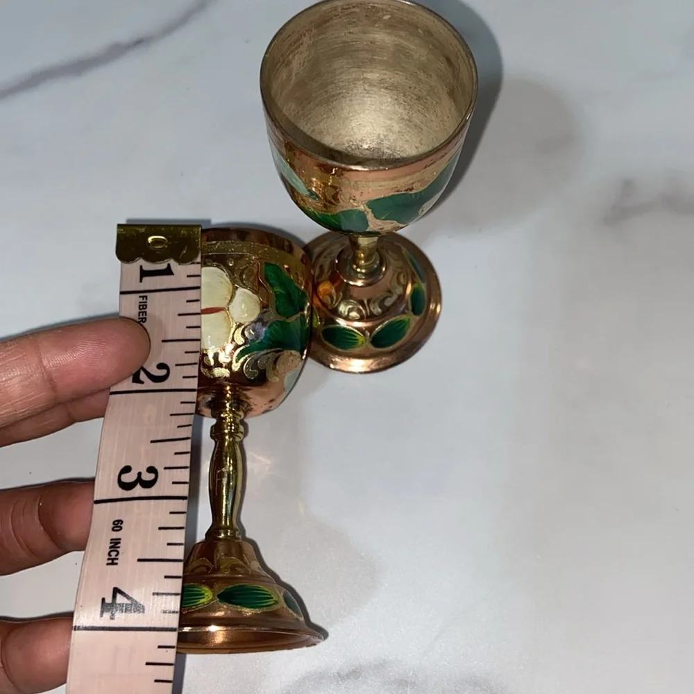 Shot Glasses 2Pcs Mini Copper Goblet Vintage Metal Wine Cup Retro Small Goblet